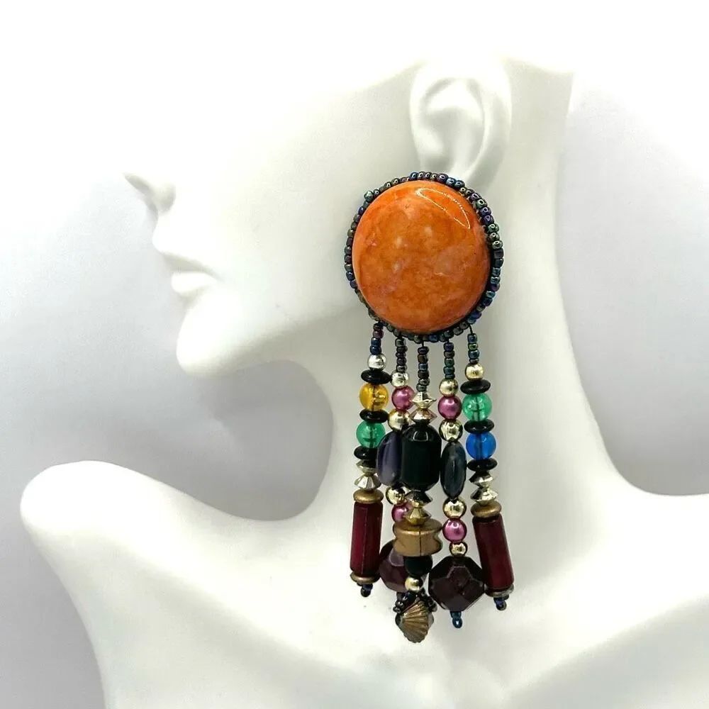 Beaded statement earrings